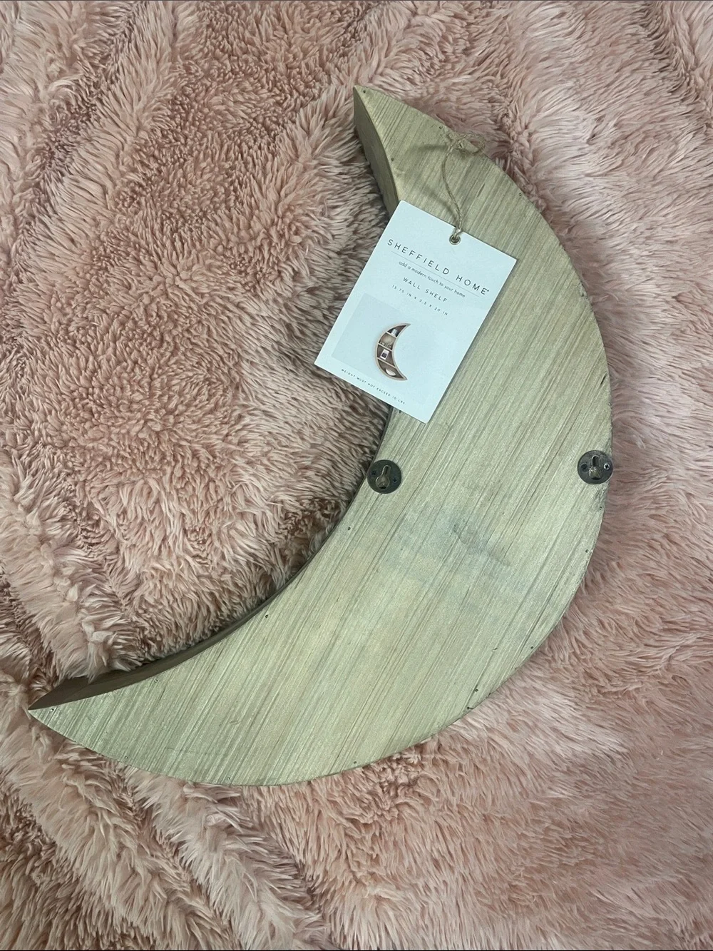 Sheffield Home Crescent Moon Wooden Shelf - Natural Gray Brown